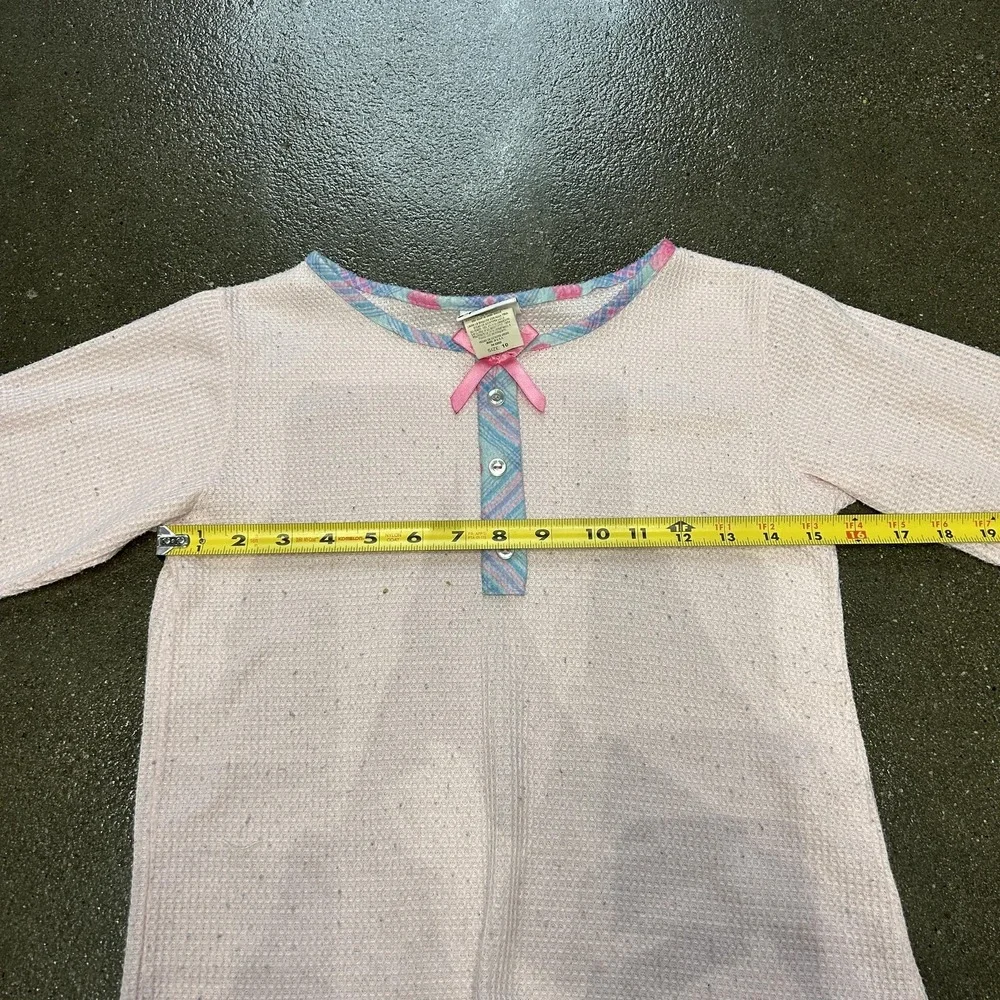 Expressions‎ Shirt Girls 10 Pink Waffle Knit Thermal Long Sleeve Sleep Top